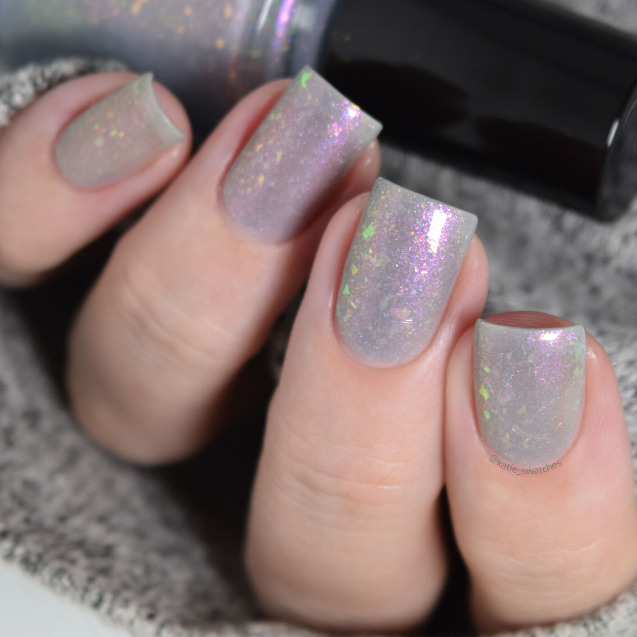 Girly Bits - Thistle While You Work sheer shimmer/flakie nail polish swatch