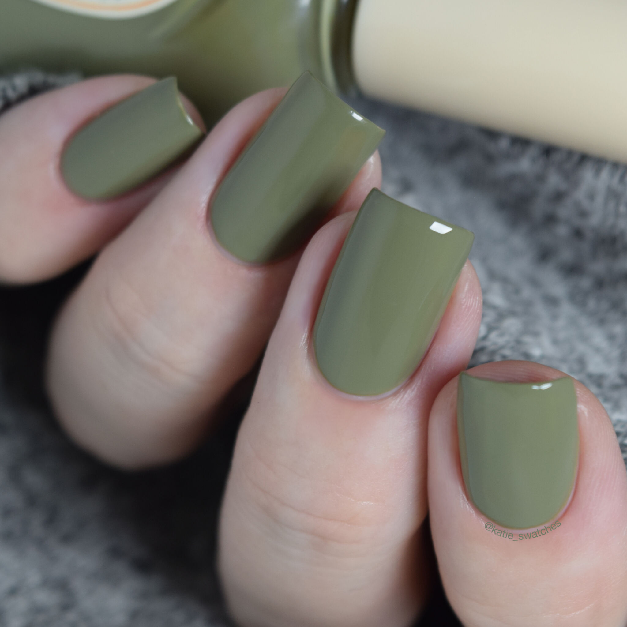 Skinfood Nail Vita Alpha AGR02 khaki green nail polish swatch