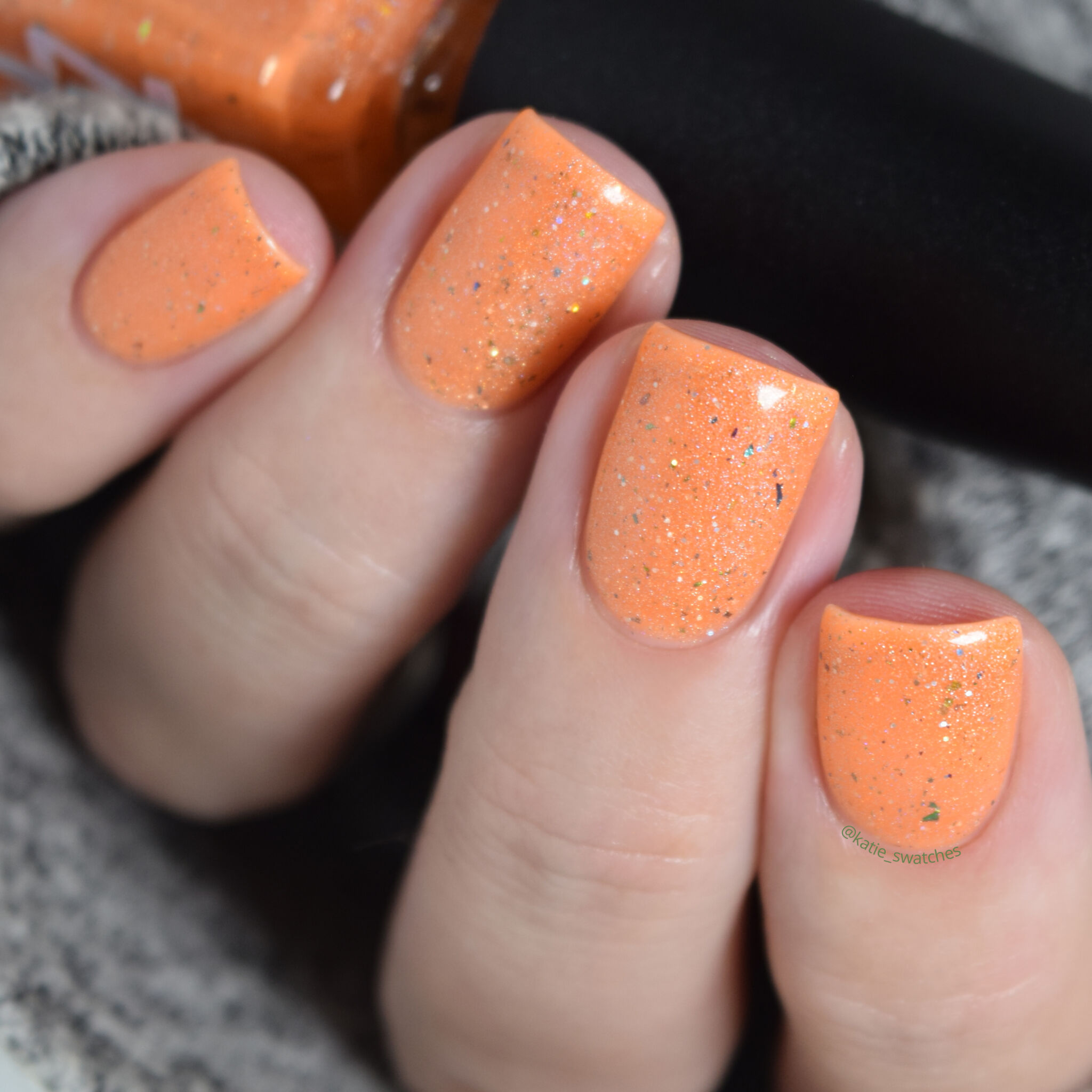 Zombie Claw Polish - Canadian Zombie orange jelly holographic nail polish swatch - Indie Expo Canada IEC VIP Bag 2019 Exclusive