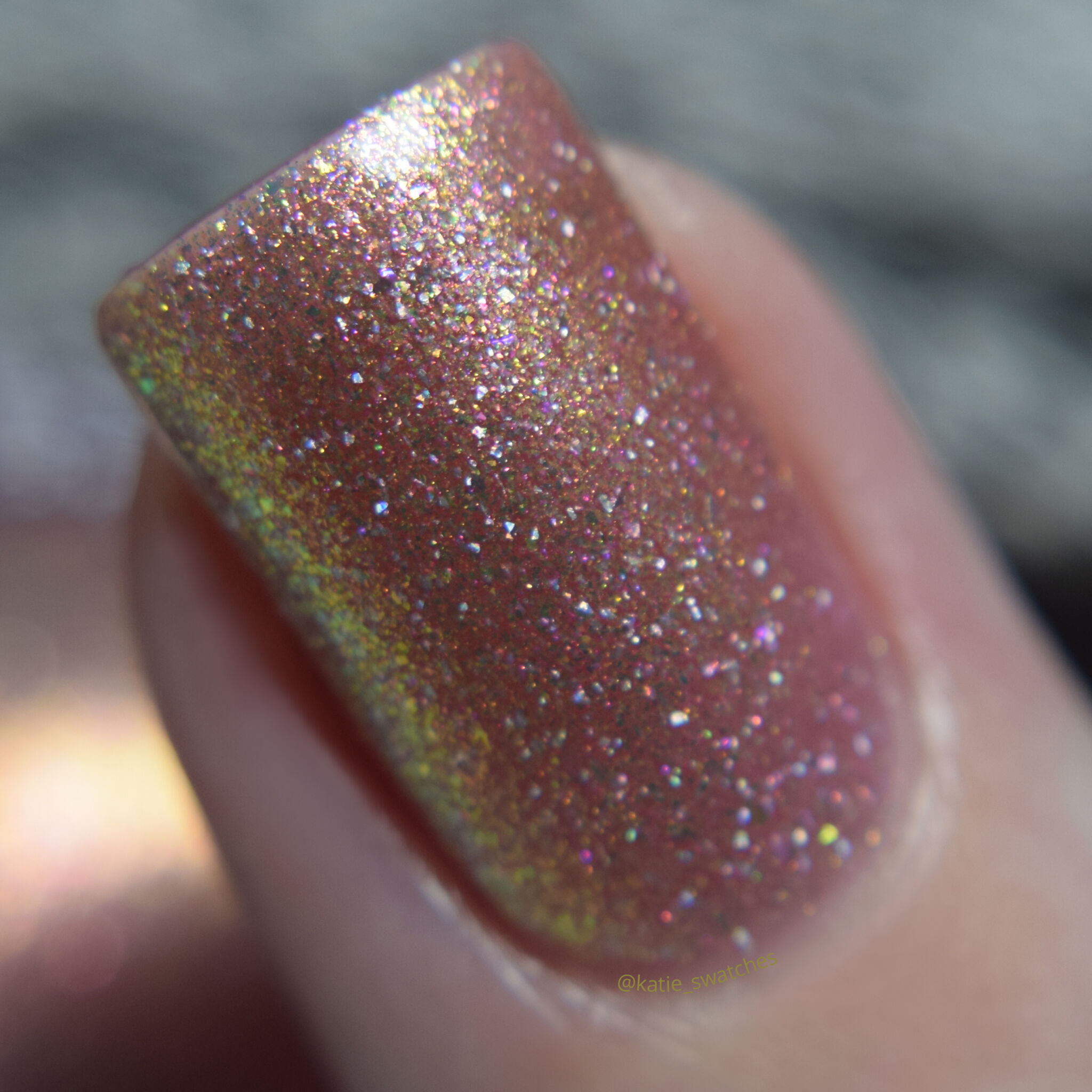 Girly Bits - Tangled shimmer nail polish swatch macro Polish Pickup PPU November 2019