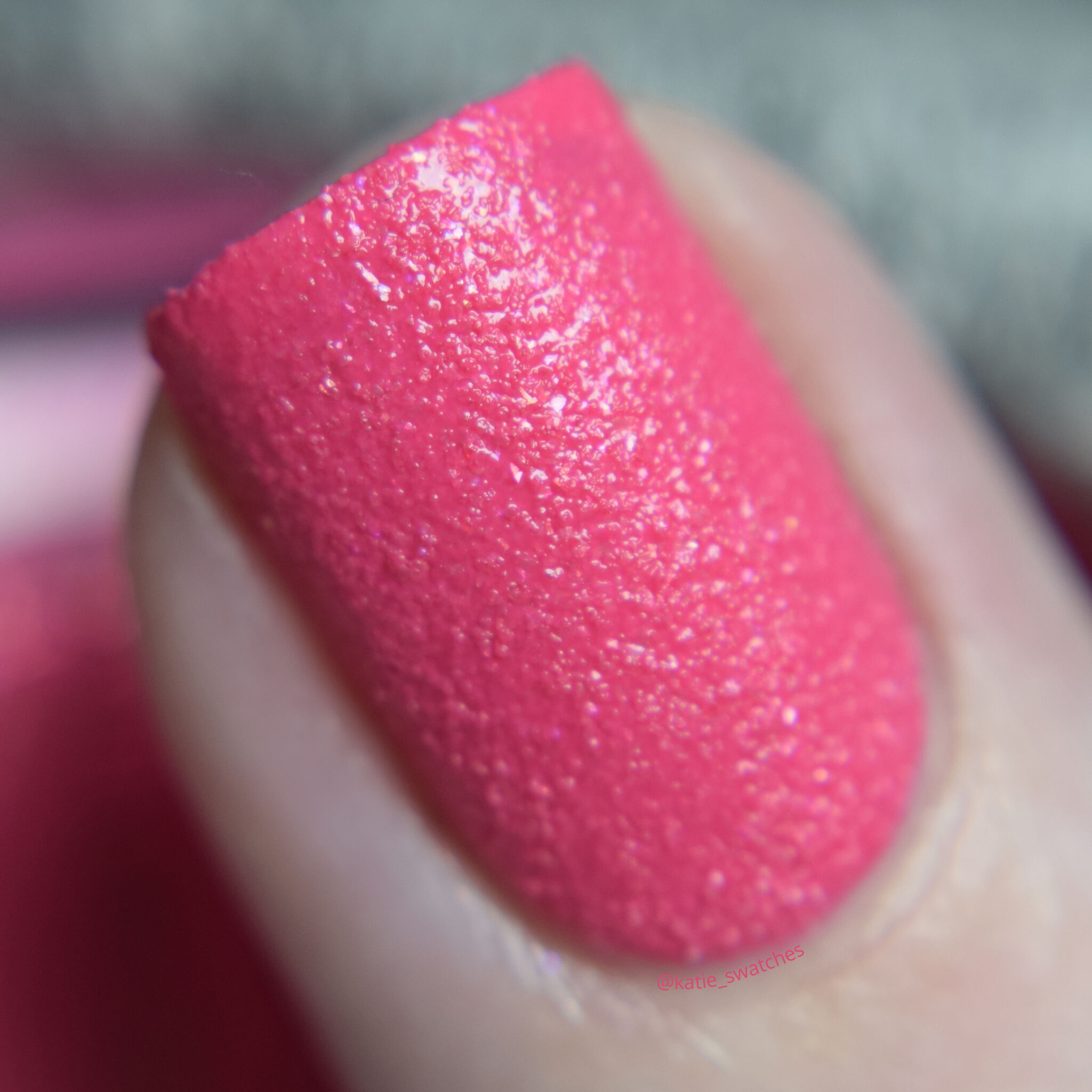 Kiko Sugar Mat 452 Watermelon bright pink textured sand effect nail polish swatch - drugstore nail polish swatch