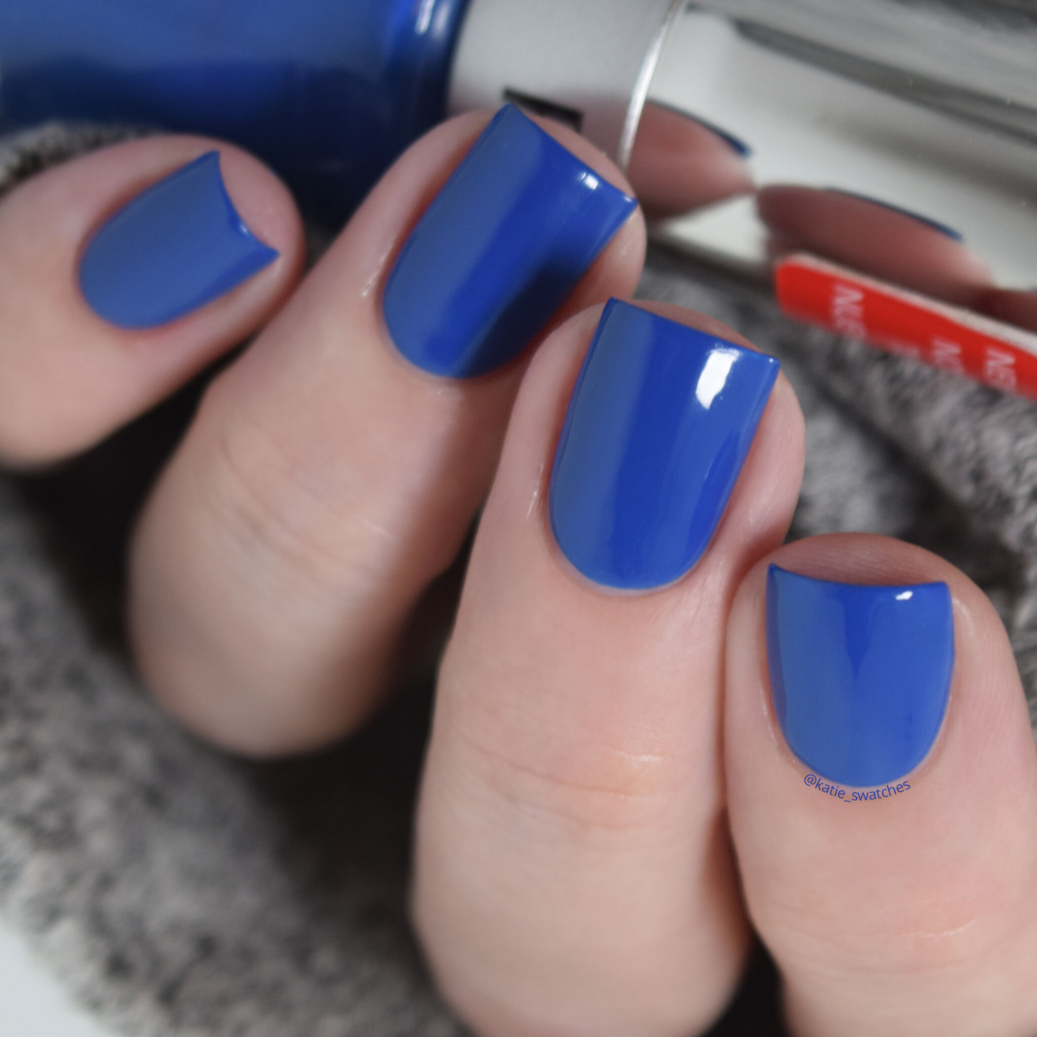 Revlon Superstitious cobalt royal blue creme nail polish swatch - drugstore nail polish swatch