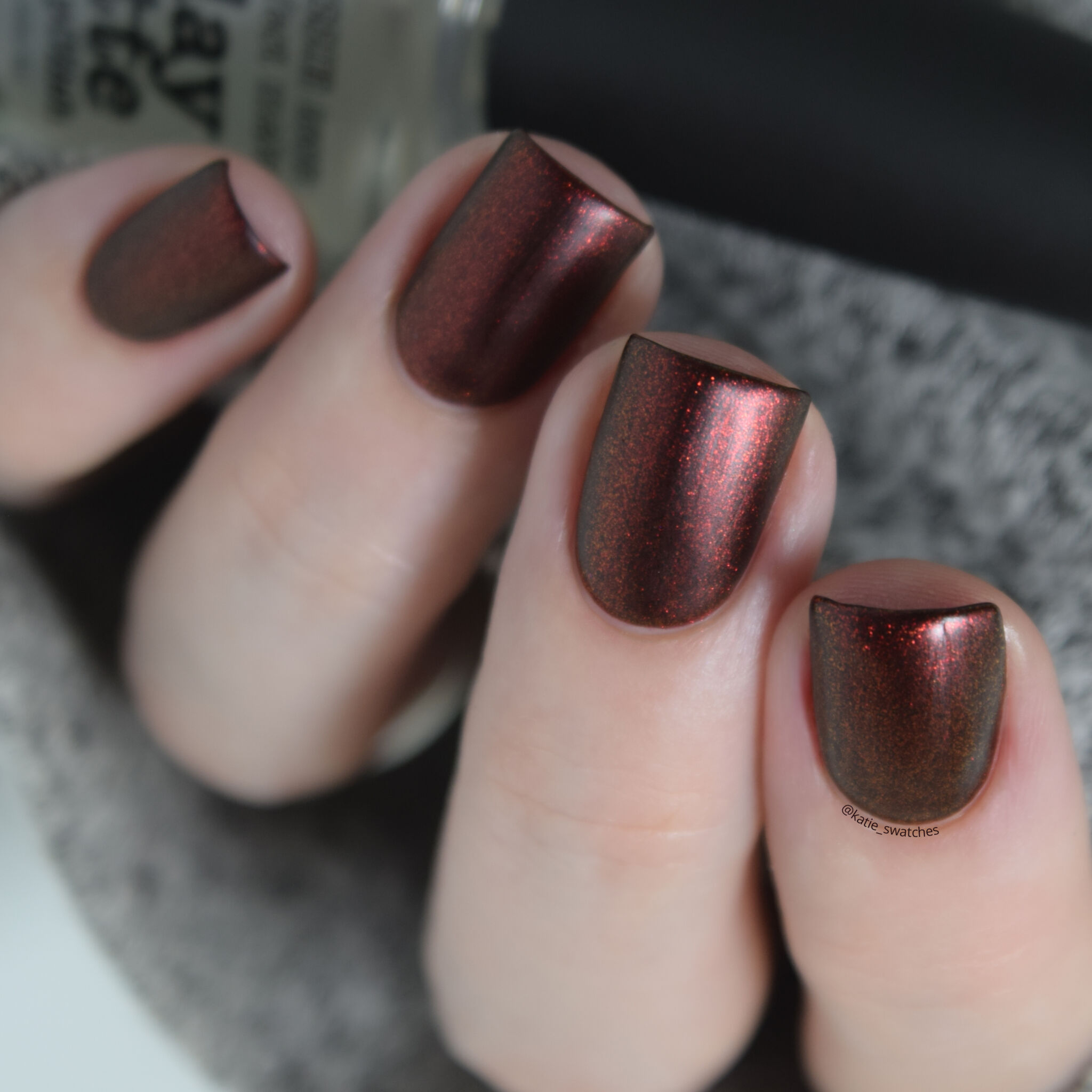 Tonic Polish - Blood On My Hands red to gold-green duochrome nail polish swatch with matte top coat from the Tonic Polish Fall 2019 Collection