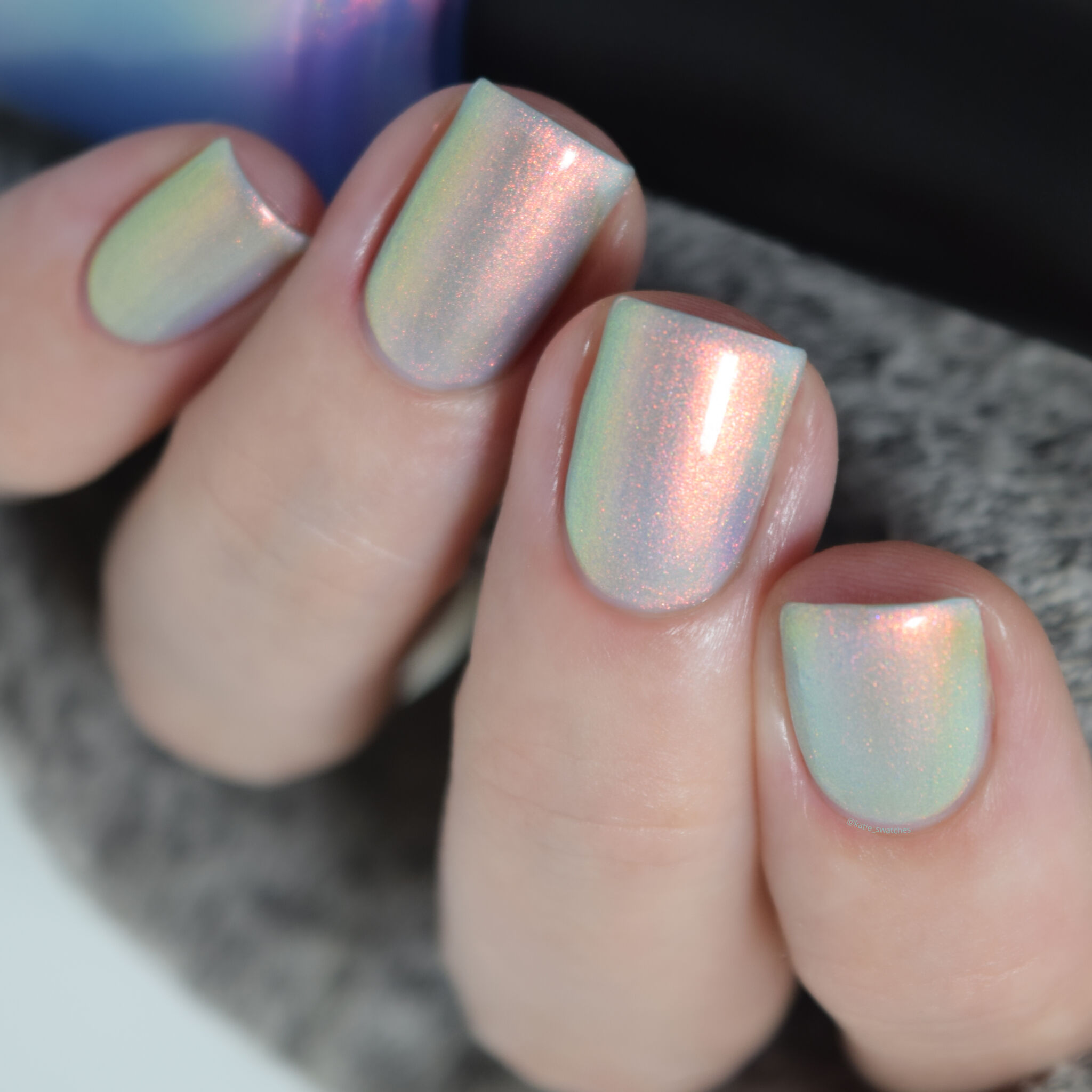 Ethereal Lacquer Under the Sea pale marine blue nail polish with pastel copper-pink shimmer - Polish Pickup PPU November 2019, PPU Rewind 2020 - indie nail polish swatch